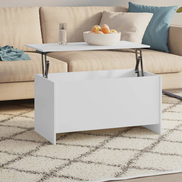 Coffee Tables Coffee Table White 102X55.5X52.5 Cm Engineered Wood