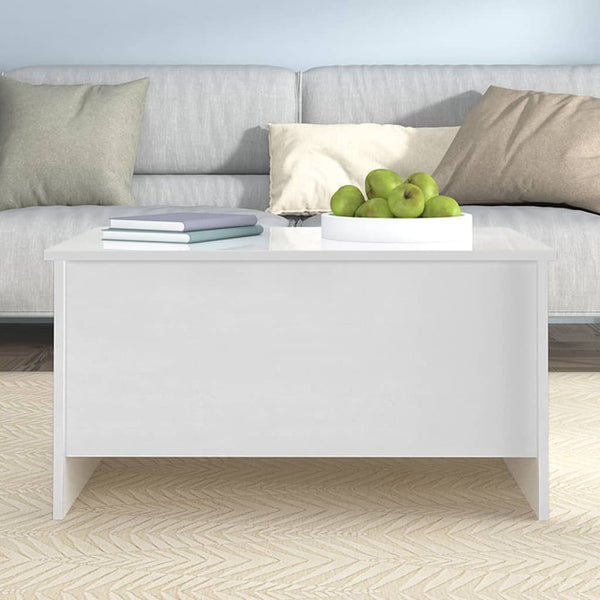 Coffee Tables Coffee Table High Gloss White 80X55.5X41.5 Cm Engineered Wood