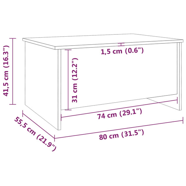 Coffee Tables Coffee Table High Gloss White 80X55.5X41.5 Cm Engineered Wood