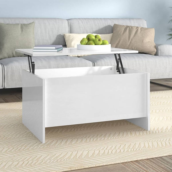 Coffee Tables Coffee Table High Gloss White 80X55.5X41.5 Cm Engineered Wood