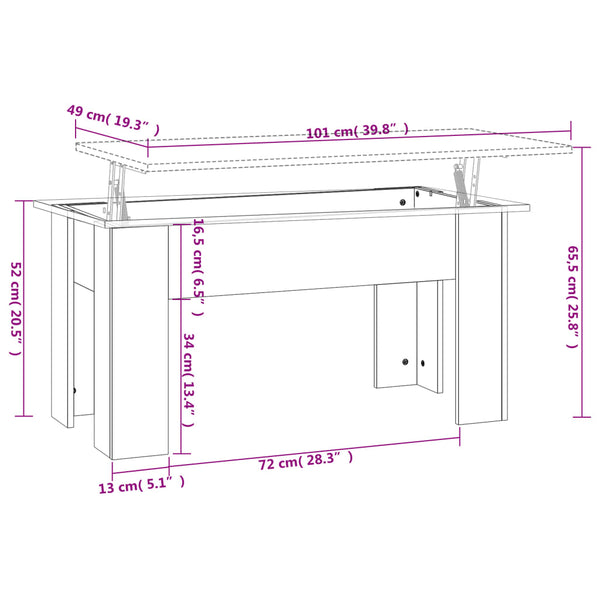 Coffee Tables Coffee Table Black 101X49x52 Cm Engineered Wood