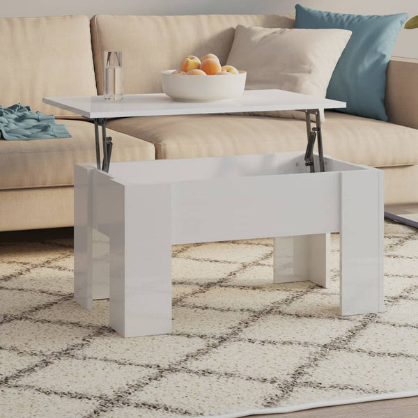 Coffee Tables Coffee Table High Gloss White 79X49x41 Cm Engineered Wood