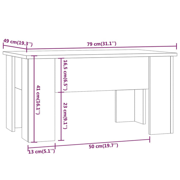 Coffee Tables Coffee Table High Gloss White 79X49x41 Cm Engineered Wood