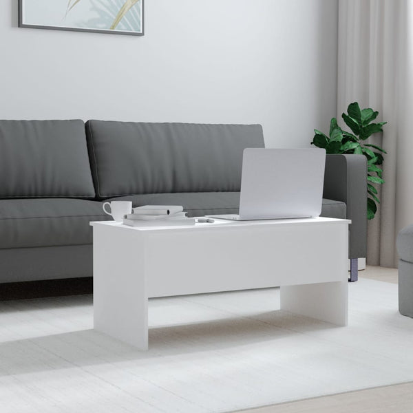 Coffee Tables Coffee Table White 102X50.5X46.5 Cm Engineered Wood