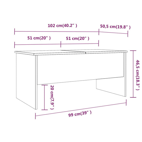 Coffee Tables Coffee Table White 102X50.5X46.5 Cm Engineered Wood