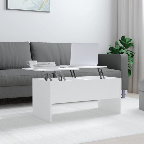 Coffee Tables Coffee Table White 102X50.5X46.5 Cm Engineered Wood