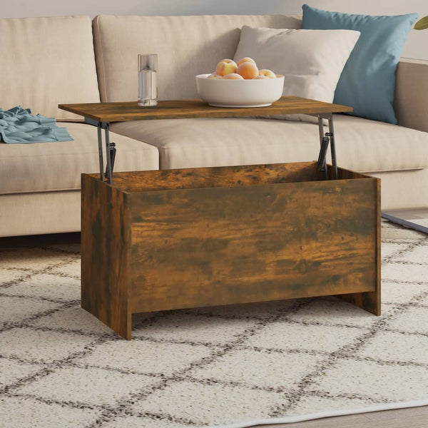 Coffee Tables Coffee Table Smoked Oak 102X55.5X52.5 Cm Engineered Wood