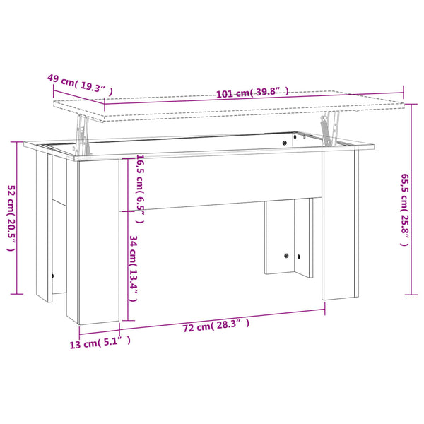 Coffee Tables Coffee Table Smoked Oak 101X49x52 Cm Engineered Wood