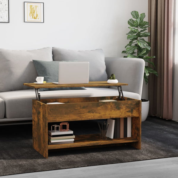 Coffee Tables Coffee Table Smoked Oak 102X50x52.5 Cm Engineered Wood