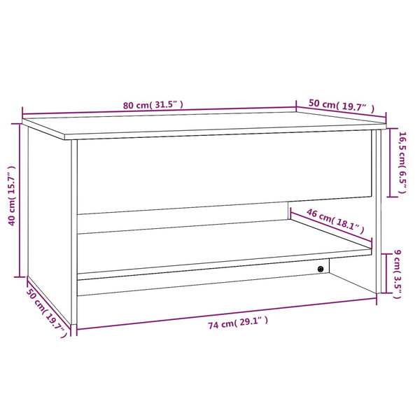 Coffee Tables Coffee Table Smoked Oak 80X50x40 Cm Engineered Wood