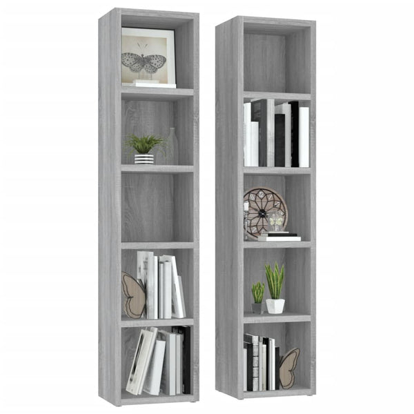 Cabinets & Cupboards Cd Cabinets 2 Pcs Grey Sonoma 21X16x93.5 Cm Engineered Wood