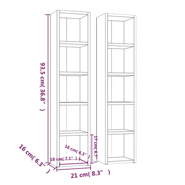 Cabinets & Cupboards Cd Cabinets 2 Pcs Grey Sonoma 21X16x93.5 Cm Engineered Wood