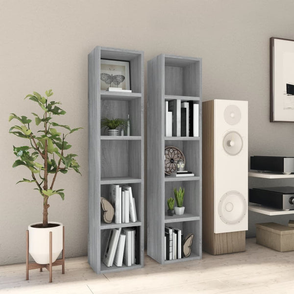 Cabinets & Cupboards Cd Cabinets 2 Pcs Grey Sonoma 21X16x93.5 Cm Engineered Wood