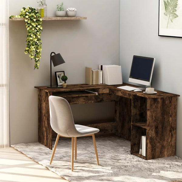 Home Office Desks Corner Desk Smoked Oak 120X140x75 Cm Engineered Wood