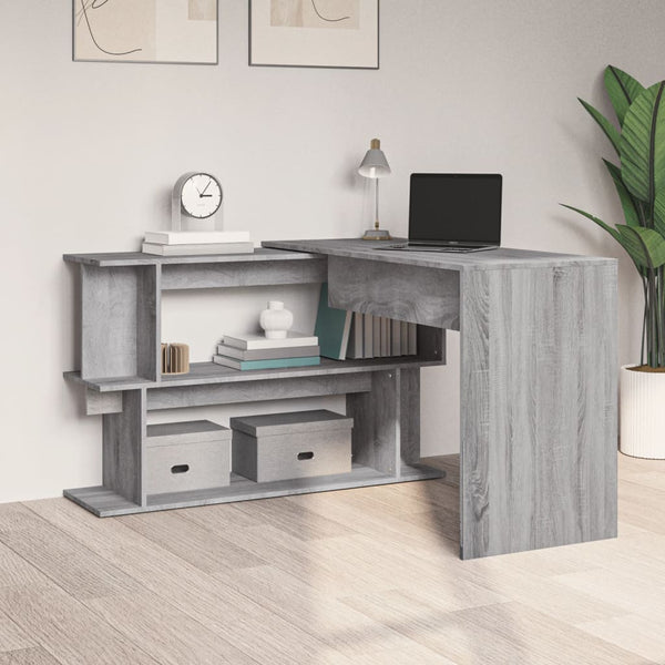 Home Office Desks Corner Desk Grey Sonoma 200X50x76 Cm Engineered Wood