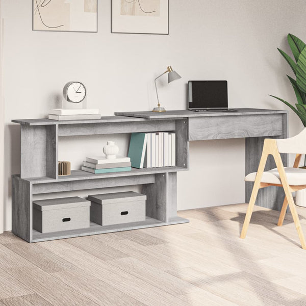 Home Office Desks Corner Desk Grey Sonoma 200X50x76 Cm Engineered Wood