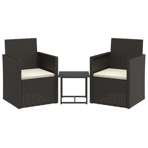 Patio Furniture Sets 3 Piece Outdoor Sofa Set With Cushions Black Poly Rattan