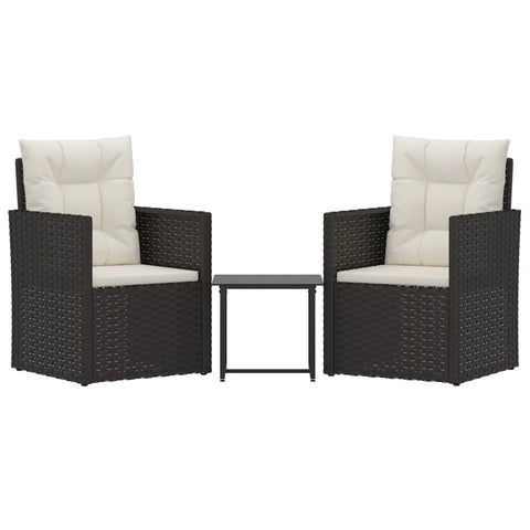 Patio Furniture Sets 3 Piece Outdoor Lounge Set With Cushions Poly Rattan Black