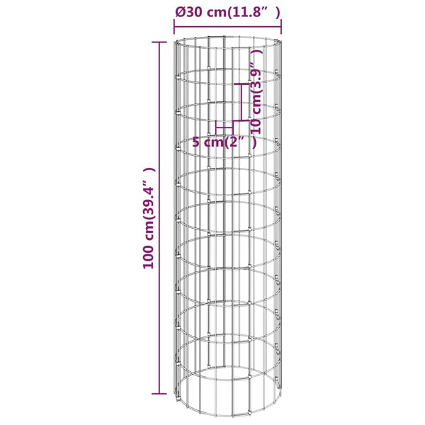 Gabion Baskets Circular Gabion Pole Galvanised Steel 30X100 Cm