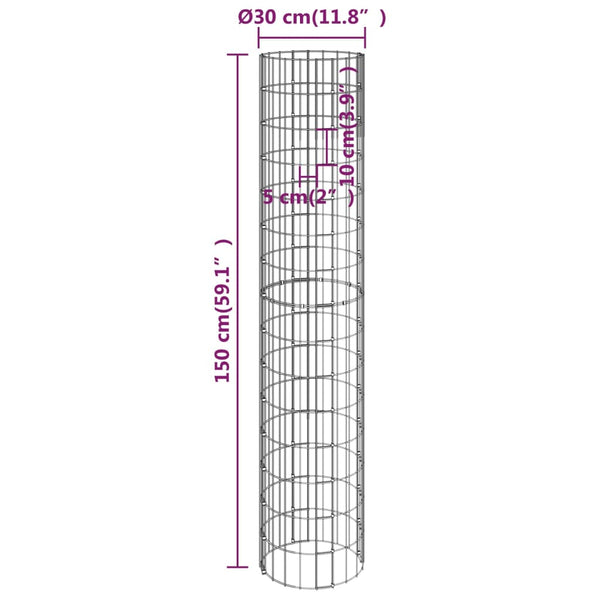 Gabion Baskets Circular Gabion Pole Galvanised Steel 30X150 Cm