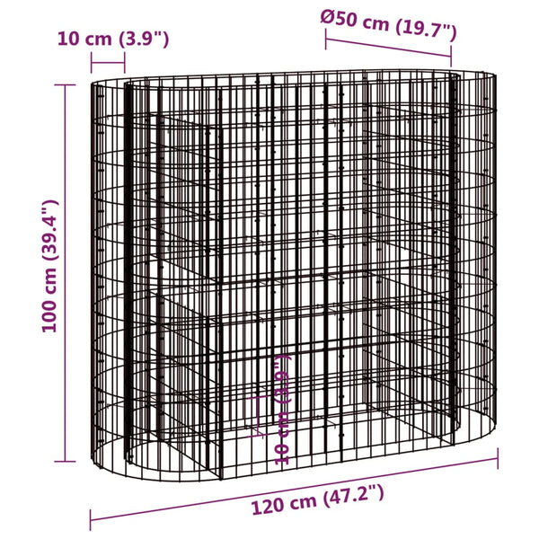 Gabion Raised Bed Galvanised Iron 120X50x100 Cm