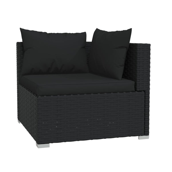 Loungers 5 Piece Garden Lounge Set With Cushions Poly Rattan Black