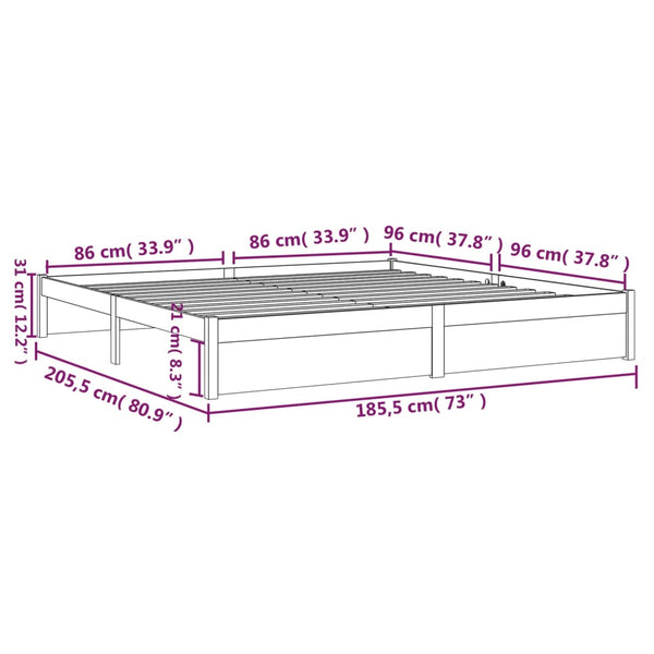 King Bed Frames Bed Frame Solid Wood 183X203 Cm King Size