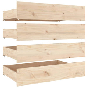 Bed Drawers 4 Pcs Solid Wood Pine