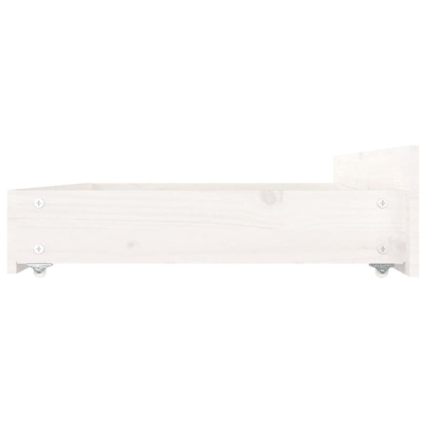 Bed Drawers 4 Pcs White Solid Wood Pine