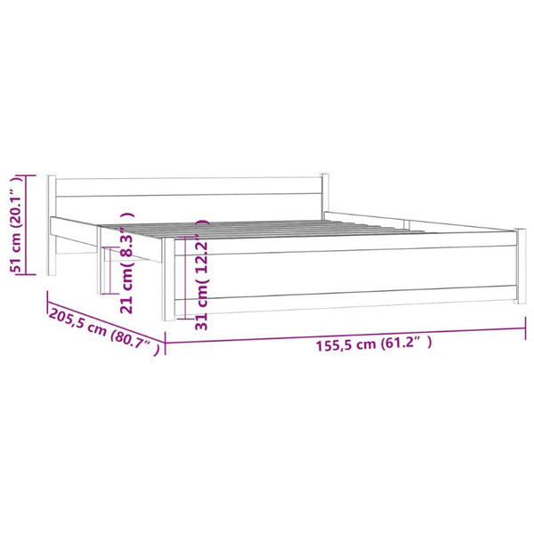 Queen Bed Frames Bed Frame White Solid Wood 153X203 Cm Queen Size