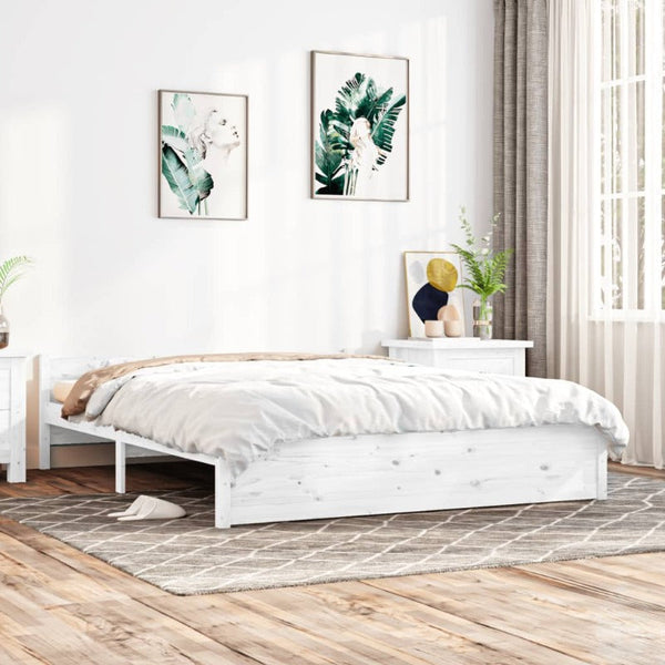 Queen Bed Frames Bed Frame White Solid Wood 153X203 Cm Queen Size