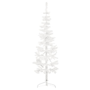 Seasonal Decorations Slim Artificial Half Christmas Tree With Stand White 150 Cm