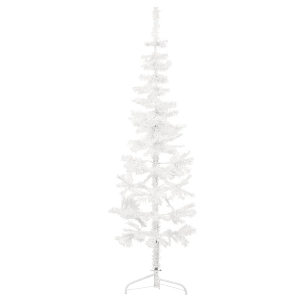 Seasonal Decorations Slim Artificial Half Christmas Tree With Stand White 150 Cm