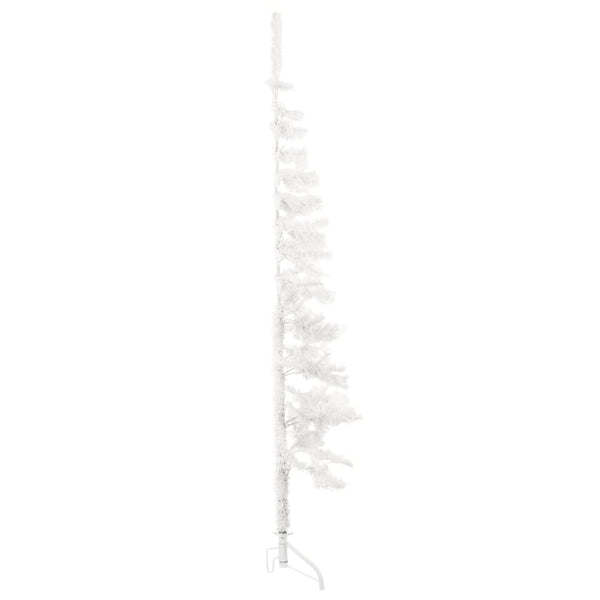 Seasonal Decorations Slim Artificial Half Christmas Tree With Stand White 150 Cm