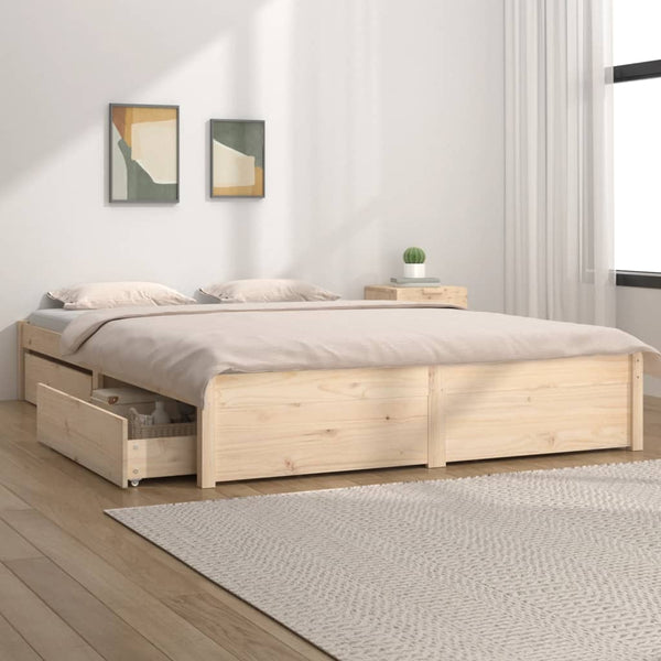 Double Bed Frames Bed Frame With Drawers 137X187 Cm Double Size