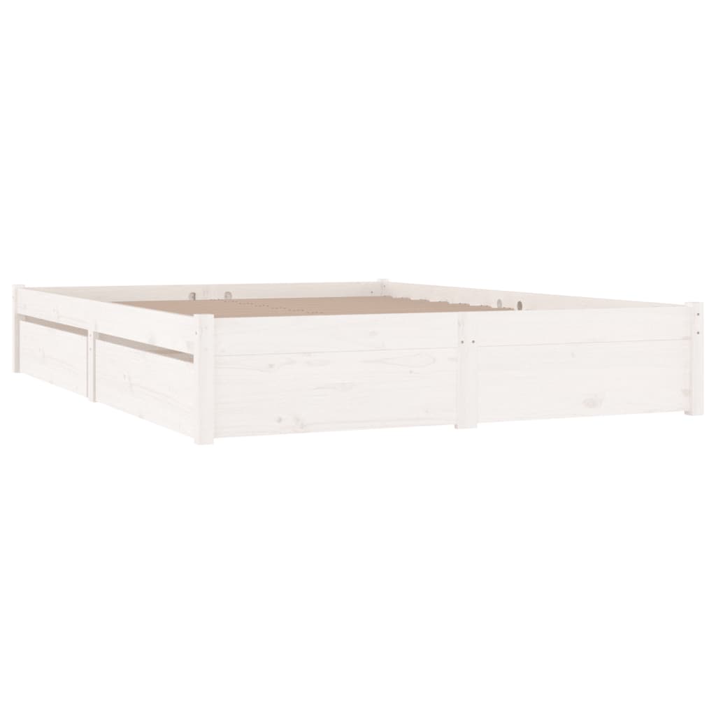 Double Bed Frames Bed Frame With Drawers White 137X187 Cm Double Size