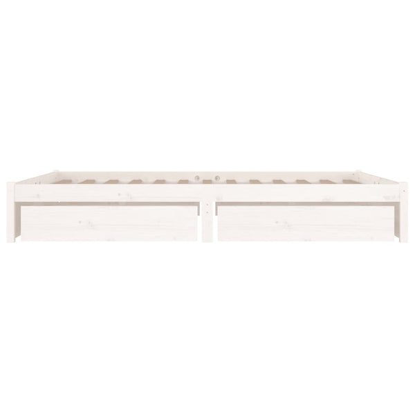 Double Bed Frames Bed Frame With Drawers White 137X187 Cm Double Size