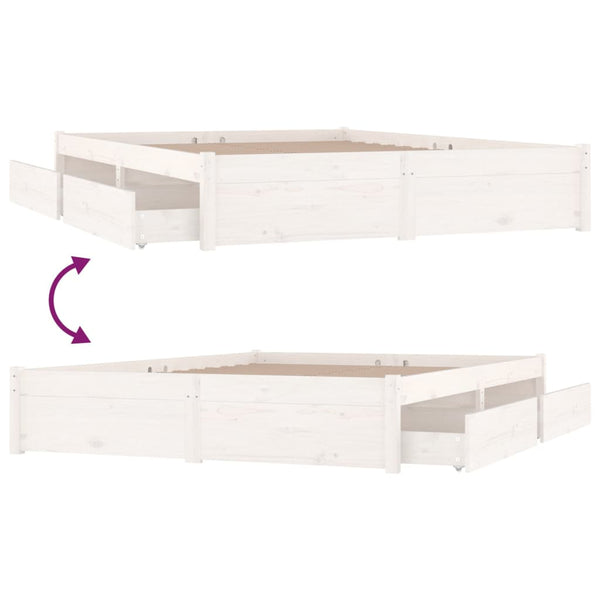 Double Bed Frames Bed Frame With Drawers White 137X187 Cm Double Size