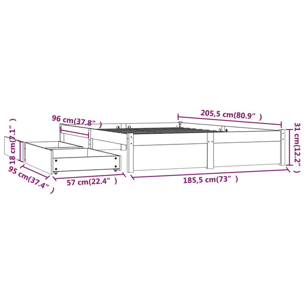 King Bed Frames Bed Frame With Drawers 183X203 Cm King Size