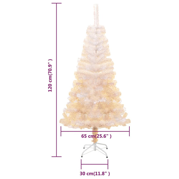 Seasonal Decorations Artificial Christmas Tree With Iridescent Tips White 120 Cm Pvc