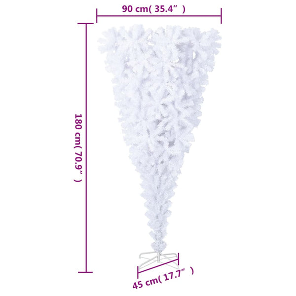 Seasonal Decorations Upside Down Artificial Christmas Tree With Stand White 180 Cm