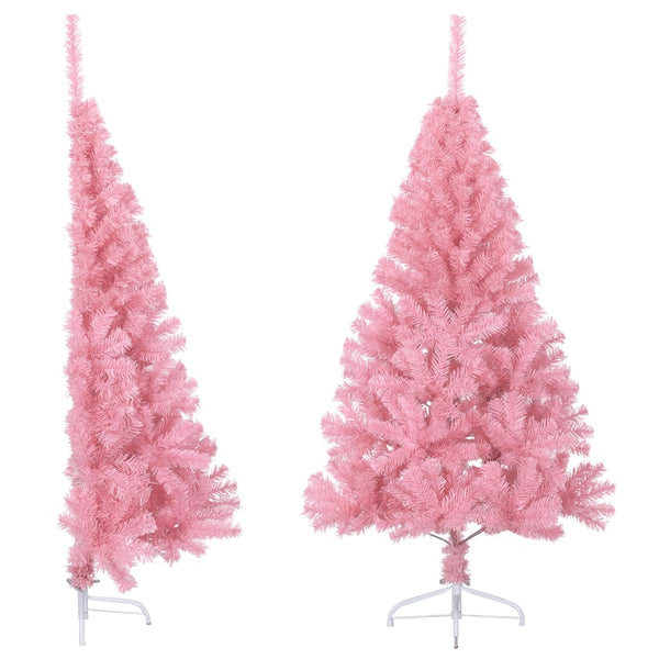 Seasonal Decorations Artificial Half Christmas Tree With Stand Pink 120 Cm Pvc