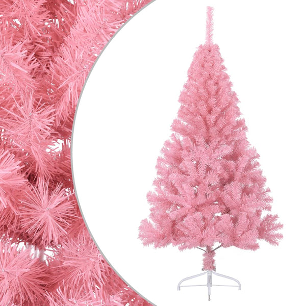 Seasonal Decorations Artificial Half Christmas Tree With Stand Pink 120 Cm Pvc