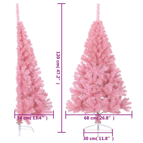 Seasonal Decorations Artificial Half Christmas Tree With Stand Pink 120 Cm Pvc