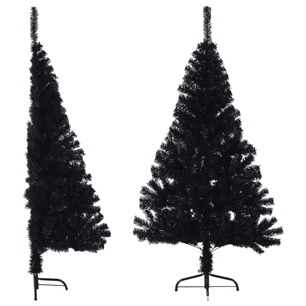 Seasonal Decorations Artificial Half Christmas Tree With Stand Black 120 Cm Pvc