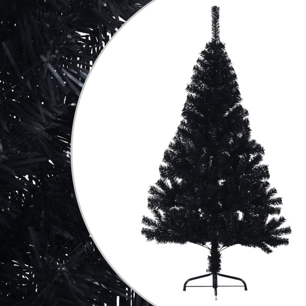 Seasonal Decorations Artificial Half Christmas Tree With Stand Black 120 Cm Pvc