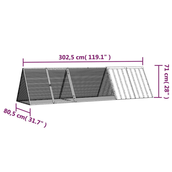 Small Animal Cages & Hutches Rabbit Cage Anthracite 302.5X80.5X71 Cm Galvanised Steel