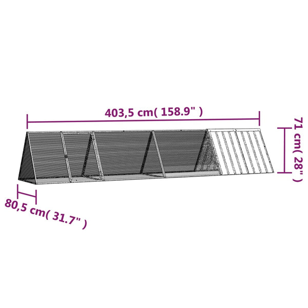 Small Animal Cages & Hutches Rabbit Cage Anthracite 403.5X80.5X71 Cm Galvanised Steel