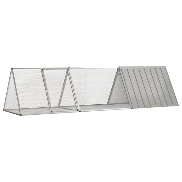 Small Animal Cages & Hutches Rabbit Cage Grey 302.5X80.5X71 Cm Galvanised Steel