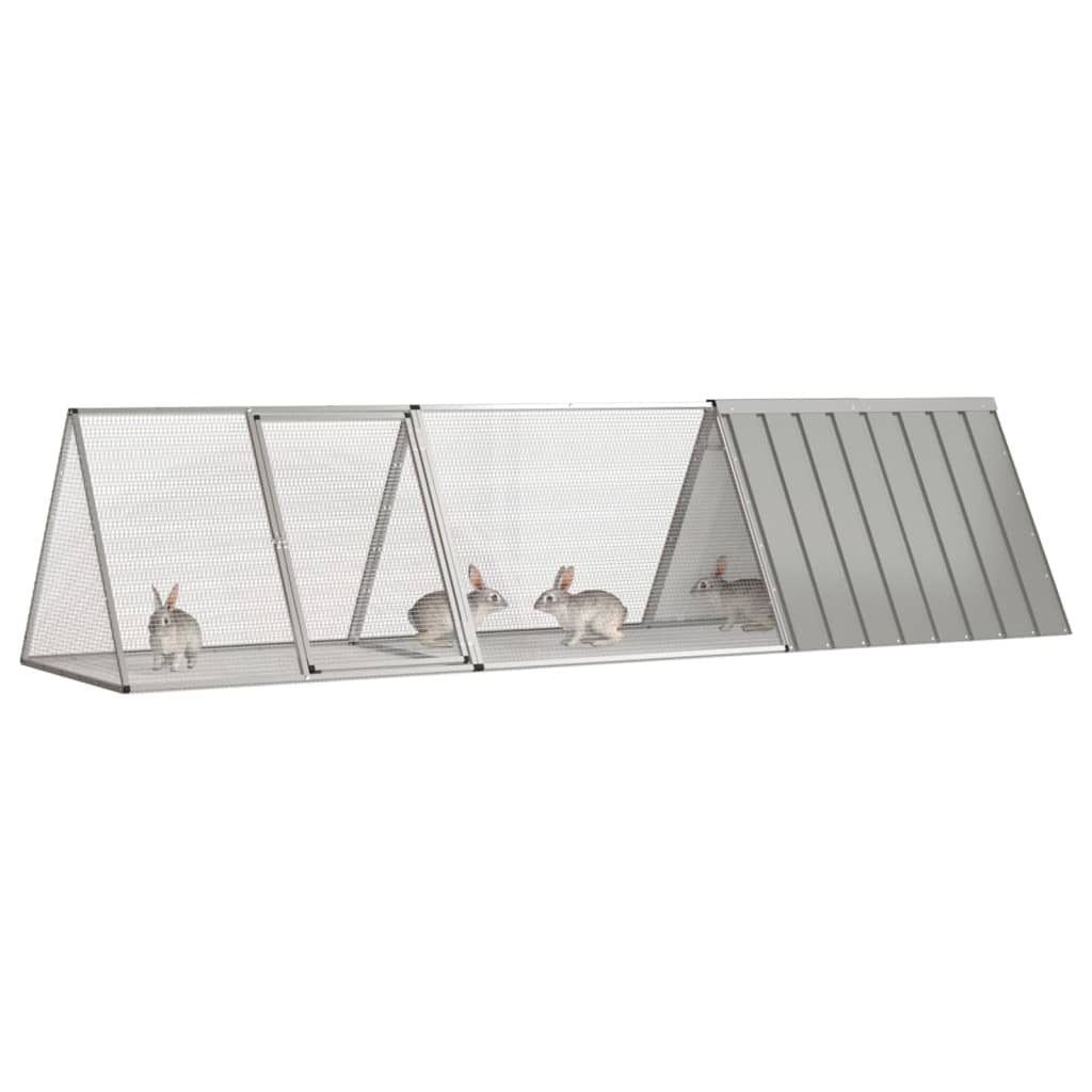 Small Animal Cages & Hutches Rabbit Cage Grey 302.5X80.5X71 Cm Galvanised Steel